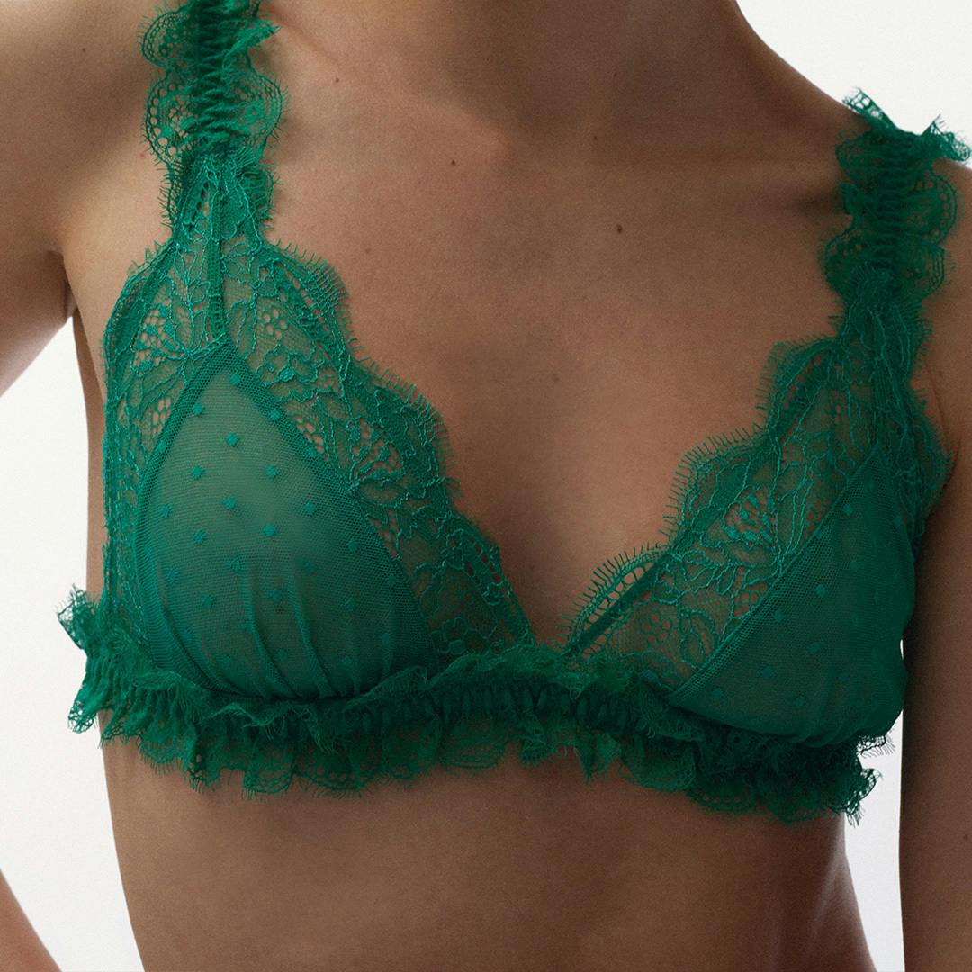 BE CHICK - Emerald Teal lace bra Love BeChick ❤ - BeChick - Lace - Lingerie  - Bralettes, Lingerie